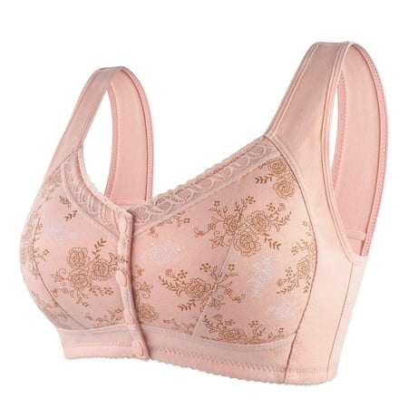 TAIAOJING Women s Plus Size Full Coverage Front Closure Bra Lace Front Buckle Prints Underwear Without Rims Vest Lace Plus Size Bra Underwear Brassiere