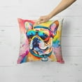 thumbnail image 4 of French Bulldog Hippie Dawg Fabric Decorative Pillow 18 in x 18 in, 4 of 5