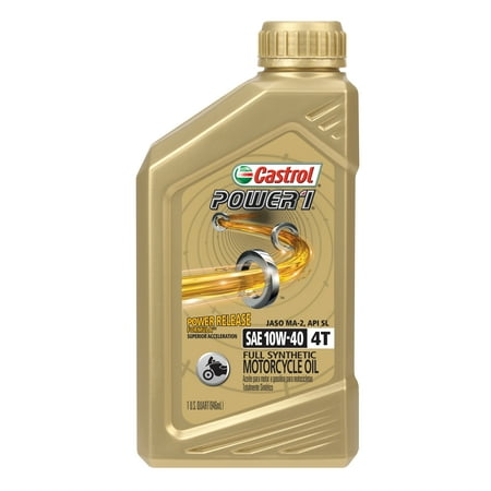 (3 Pack) Castrol Power1 4T 10W-40 Full Synthetic Motorcycle Oil, 1 Qt
