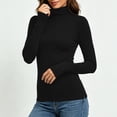 thumbnail image 2 of Tqcoqu Womens Solid Turtleneck Long Sleeve Thumb Hole Stretchy Fitted Layering Basic T Shirt Top, Women's ,Size S-2XL, 2 of 9
