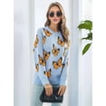 thumbnail image 5 of Women'S Casual Butterfly Print Knitted Pullover Sweaters Long Sleeve Crew Neck Jumper Tops Blue & Yellow S, 5 of 7