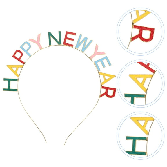 HONMEET 1Pack New Year Headband for Party Decorative Bright Color Alloy