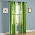 thumbnail image 2 of 2 panel faux silk solid curtain drapes with grommet 108" total width by 108" Long window sheer panels for any bedroom or patio door non blackout semisheer panels MIRA lime, 2 of 3