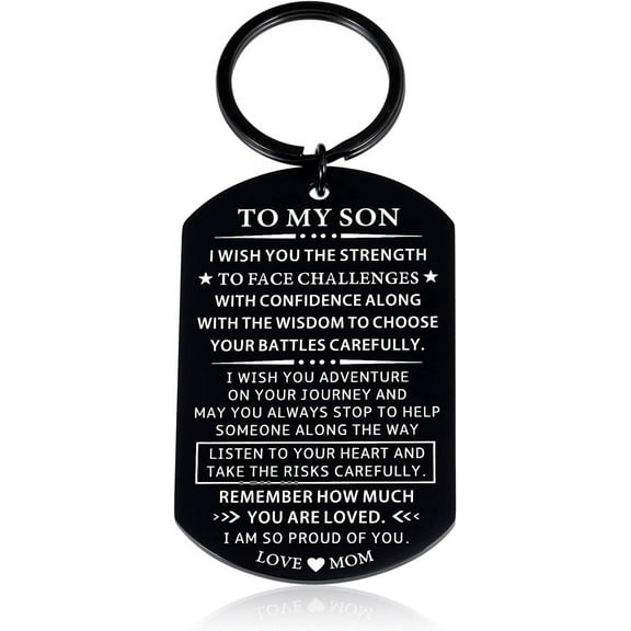 Stocking Stuffer for Son Gifts from Mom Birthday Gifts for Son Christmas to My Son Keychain Inspirational College Graduation Gift Son Back to School Stuff First Day of School off to College Valentines
