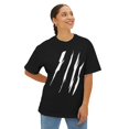 thumbnail image 3 of Effete Feline Claw Marks Scratch Unisex Oversized Boxy Tee, 3 of 6