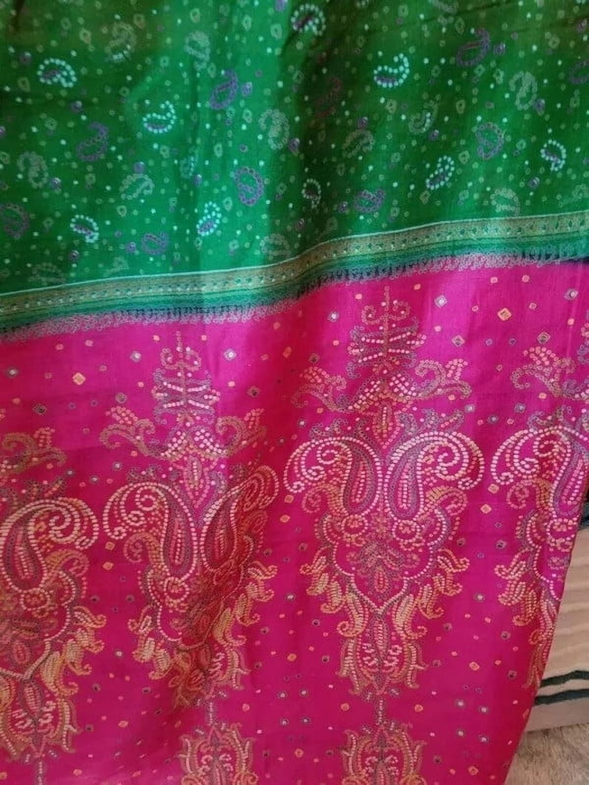 KLAVATE Silk Indian Saree Bed Canopy Ethnic Wedding Backdrop Full Queen King Size Bed Curtains