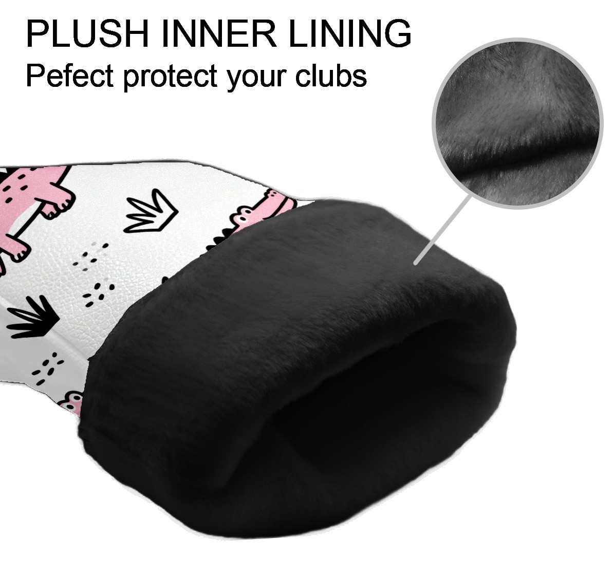 Golf Club Covers, Pink CrocodilePlant Premium PU Leather Driver Hybrid Putter Head Covers with Velvet Lining, Waterproof Golf Gifts for Men Women
