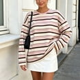 thumbnail image 2 of Azrian Women’s Striped Crewneck Long Sleeve Top,Oversized Long Sleeve Striped Pullover Sizes S-XL, 2 of 5