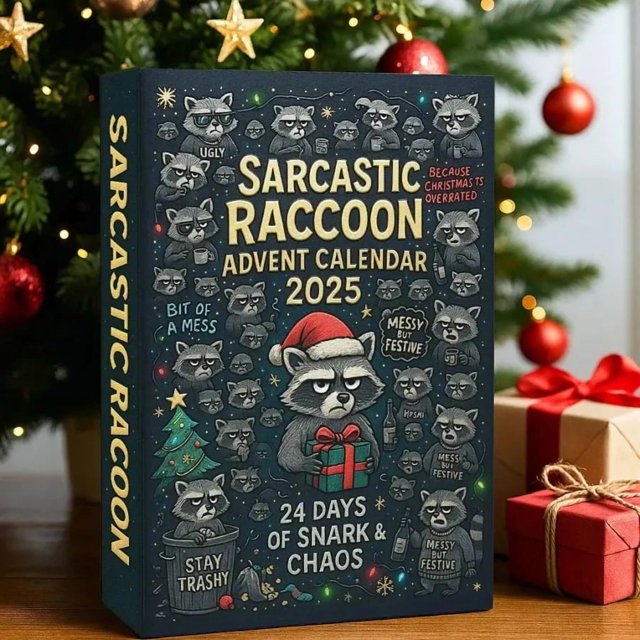 Sarcastic Raccoon Advent Calendar 2025 24 Days Christmas Countdown Calendars With 24 Humor Jokes Cute Raccoons For Christmas Tree Ornaments Holiday Gift