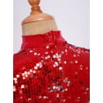 thumbnail image 6 of Hansber Kids Girls Sequin Sleeveless Mock Neck Liturgical Worship Praise Dance Dress Tunic Ballet Lyrical Dancewear Red 10, 6 of 7