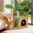 thumbnail image 4 of Qiyester Coconut Tree Shaped Wooden Cat Scratching Board Toy with Hanging Ball, Indoor Interactive Wooden Cat Bed Suitable for Small to Medium-Sized Cats, 4 of 7