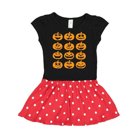 

Inktastic Halloween Pumpkin Faces Orange Gift Toddler Girl Dress