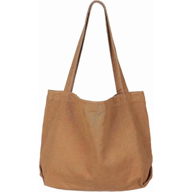 Canvas Tote Bag for Women,Casual Shoulder Work Bag, Big Capacity Shopping Handbags with Interior Pocket(Brown)