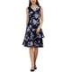 thumbnail image 2 of Conjunto de 2 piezas de vestido y chaqueta INSPIRE CHIC para mujer, vestido sin mangas de gasa con estampado floral y conjunto de chaqueta con panel de contraste, talla L azul, 2 of 6