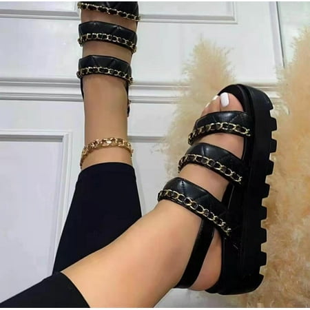 

Women s Slide Wedge Sandal-black-35