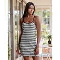 thumbnail image 4 of LMLYSoH Stripe Knit Dress for Women Spaghetti Strap Mini Dresses Sleeveless Bodycon Dress for Beach Vacation, 4 of 9