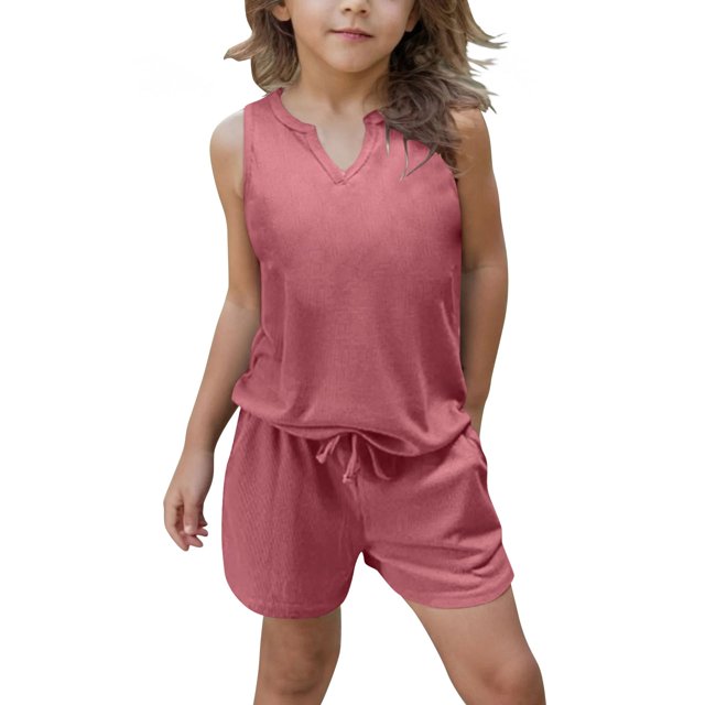 Baby Stretch Wrap Clothes Crop Girls Summer Clothes Set Kids Pockets Outfit