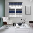 thumbnail image 4 of Navy Blue Grey Striped Kitchen Curtains Sets for Windows 36 Inch Length, Farmhouse Modern Rod Pocket Window Treatments Tier Curtains and Valances Set for Bedroom/Bathroom, 4 of 8
