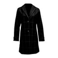 thumbnail image 5 of Women's Winter Notched Collar Plaid Wool Blend Trench Coat Plus Size Mid-Length Peacoat Color Black Size XXL, 5 of 6