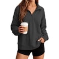 thumbnail image 2 of GUACER Long Sleeve Tops for Women Hoodless Trendy Oversized Half-Zip Soft Casual Pullover Sweatshirts, 2 of 9