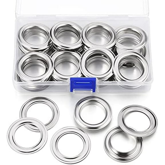 25 Sets 1 Inch Grommets Kit Metal Eyelets with Washers Curtain Grommet for Leather, Tarp, Canvas(Silver)
