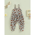 thumbnail image 2 of Bagilaanoe Toddler Baby Girl Jumpsuit Sleeveless Spaghetti Strap Football Print Romper Overalls 1T 2T 3T 4T 5T 6T Kids Long Pants Outfits, 2 of 8
