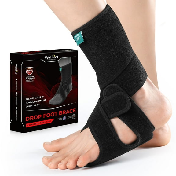 Welnove 2 Pack Drop Foot Brace Arch Support AFO Ankle Brace for Walking Include Left and Right