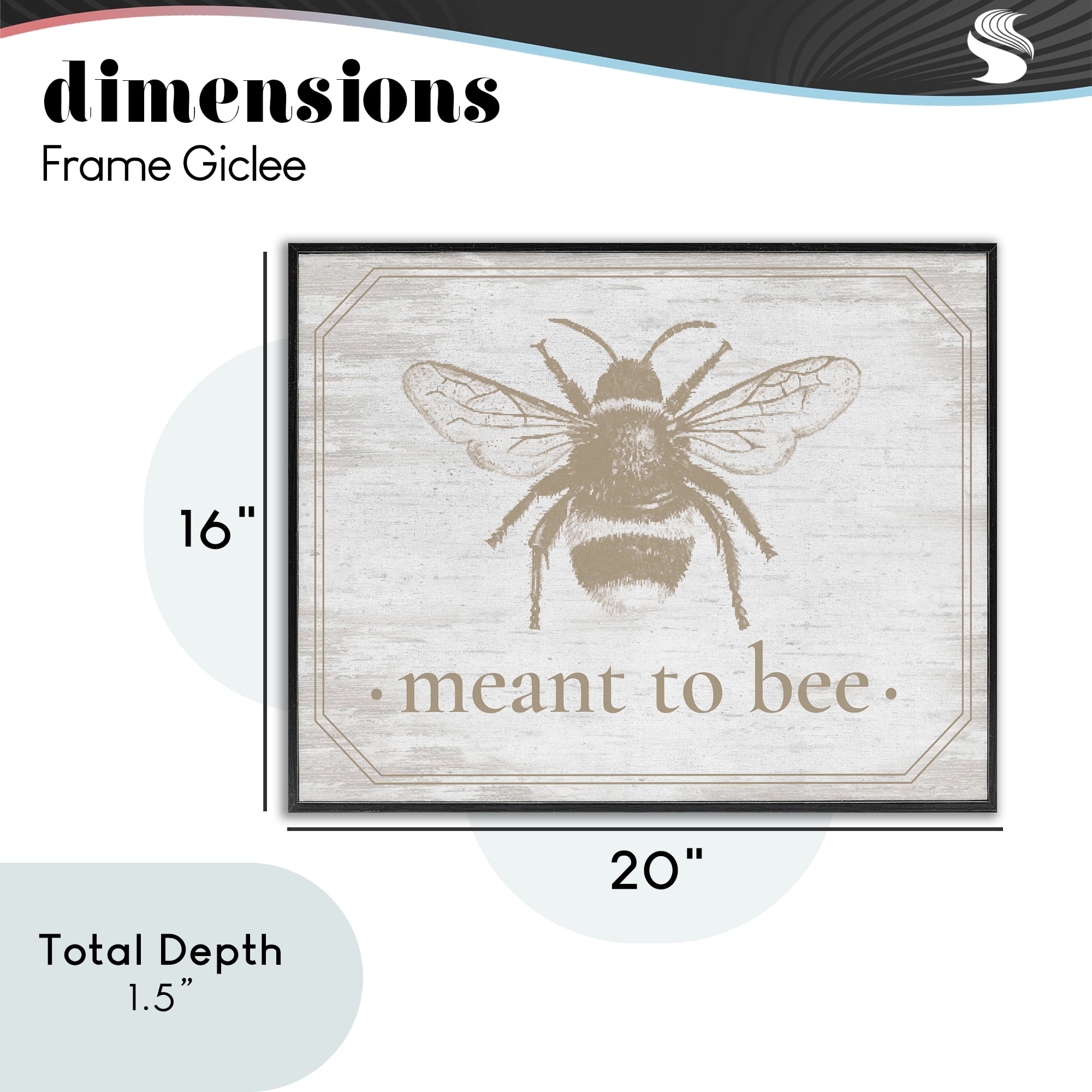Meant To Bee Rustic Border Black Framed Giclee Art, design by Lettered and Lined
