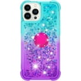 thumbnail image 2 of Cute Clear Case for iPhone 14 Pro Max with Ring Kickstand, Bling Gradient Quicksand Glitter Flowing Liquid Floating Case Cover for iPhone 14 Pro Max JB Bluish Violet, 2 of 14