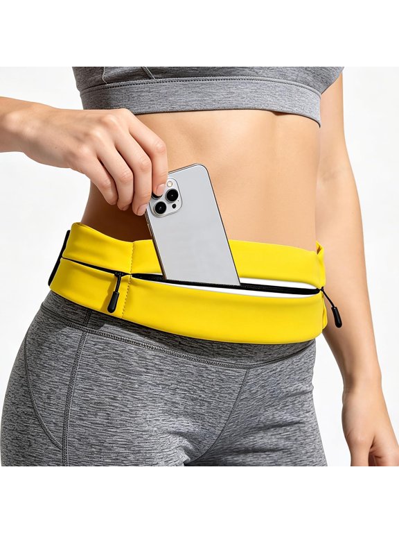 Running Belt for Men Women, Water-resistant Fanny Pack with 3 Zipper Pockets & Reflective Safety Strips, Adjustable Waist Pack Jogging Pouch for Phone, Keys & Essentials (Black, Large)