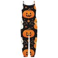 thumbnail image 4 of Gunia Toddler Girl Halloween Outfit Flannel Pumpkin Kids Suspender Romper Loose Harem Style Jumpsuit Festive Party Outfits Black 1-2 Years, 4 of 5