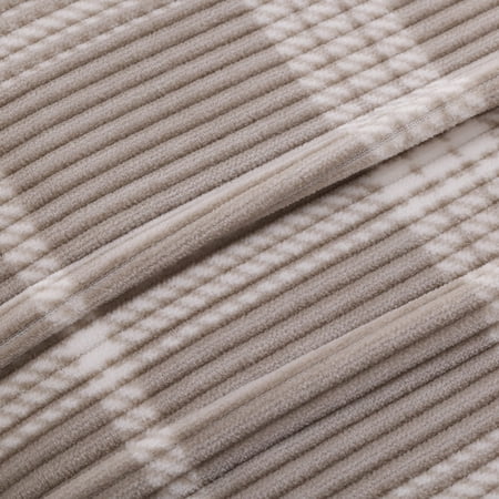 MAINSTAYS PRINTED TEXTURED VELVET PLUSH SUPER SOFT BED BLANKET, FULL/QUEEN SIZE, WASHED STONE PLAID