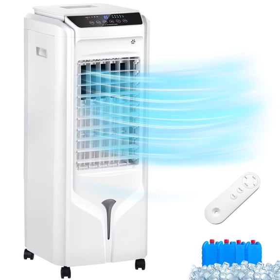 Akires Evaporative Air Cooler, Portable Swamp Cooler 4.2 Gal, Windowless Air Conditioners with Remote for Room, Office, Bedroom