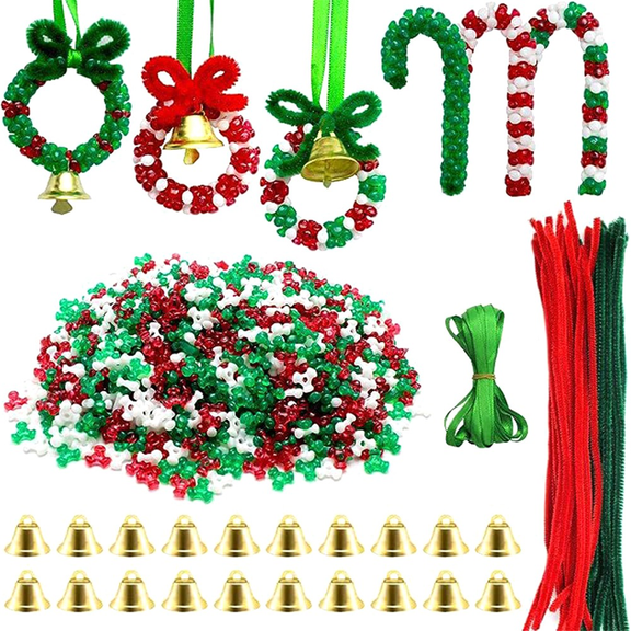 New Arrivals 1570 PCS Christmas Beaded Ornament Kit Party Craft Wreath Candy Cane