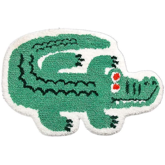 Cute Soft Small Crocodile Shaped Mat For Bathroom,Showroom Bathmat,Non-Slip Bath Rugs,Play Carpet Area Rug For Kids,Photography Props