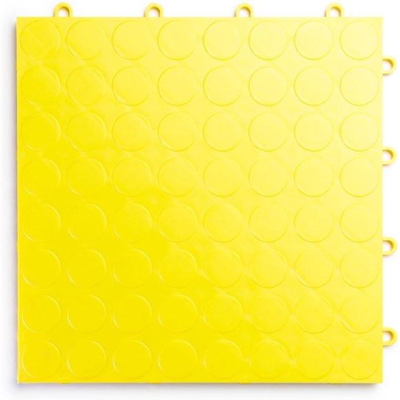 Big Floors RaceDeck CircleTrac, Durable Copolymer Interlocking Modular Garage Flooring Tile (12 Pack), Yellow