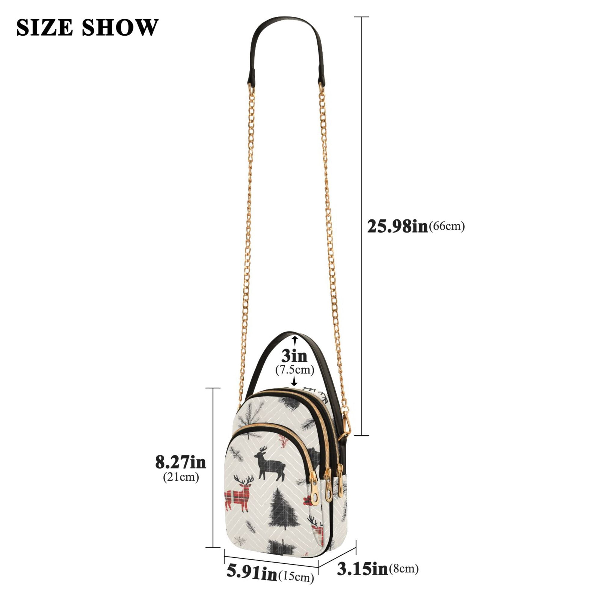 FORMRS Crossbody Bag for Women Quilted Travel Shoulder Cell Phone Purse with Chain Strap Handbag, Christmas Plaid Deer