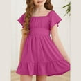 thumbnail image 2 of TQWQT Girls Dresses Summer Cute Hot Pink Dress Kids Square Neck Size Formal Dress Off Shoulder Girls Dresses Tween Girls Clothes, 2 of 5