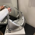 thumbnail image 1 of Bolso de hombro para mujer Bolso cruzado de PU Bolso elegante de media luna Bolso de mano femenino (Plata), 1 of 4