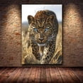 thumbnail image 4 of Mudket Framed Leopard Canvas Wall Art, Blue Eyes Cheetah Print Wall Decor, Safari Animal Pictures, Ready to Hang for Living Room Bedroom - 12"L x 8"W, 4 of 10
