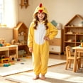 thumbnail image 6 of Norvella Girls Chicken Pajamas Animal Hood Beak Detail Long Sleeve Zip Front Contrast Belly Panel One Piece Jumpsuit, 6 of 6