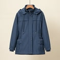 thumbnail image 2 of Bowake Imperméable pour Femmes Coupe-Vent Plein Air Randonnée Grande Taille Vestes à Capuche Léger Trench Uni, 2 of 3