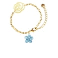 thumbnail image 2 of Delight Jewelry Silvertone Blue Plumeria Flower Gold-tone Flower Link Chain Bracelet, 6.75"+2" Extender, 2 of 4