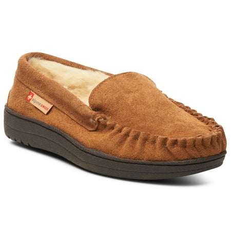 Alpine Swiss Yukon Mens Suede Shearling Moccasin Slippers Moc Toe Slip On (The Best Mens Slippers)