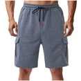 thumbnail image 2 of Men's Athletic Cargo Shorts 9" Inseam Jersey Style Short Sweat Pants with 4 Pockets Loose Fit for Workout Basketball Running Heathered Knee Length Activewear, 2 of 8