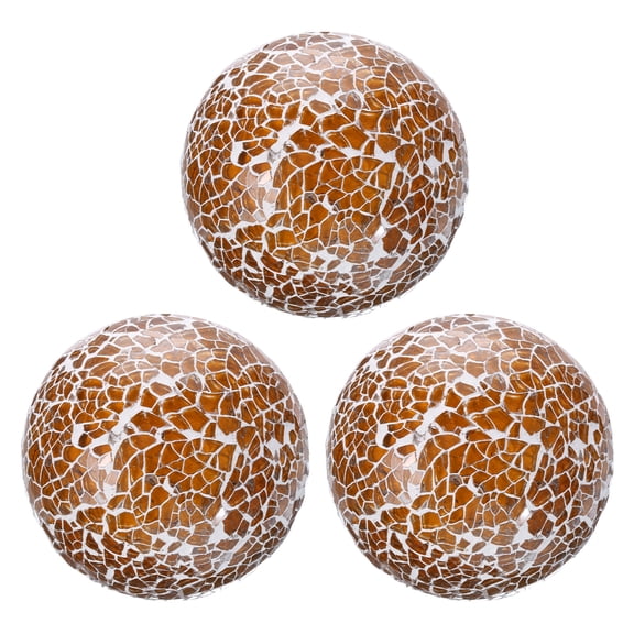 Uxcell 3Pcs Bolas de Vidrio Decorativas de 3.15 pulgadas, Bolas de Centro de Mesa, Bolas de Vidrio Mosaico para Decorar Cuencos, Marrón Claro