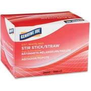 Angle View: 5PC Genuine Joe 5-1/2" Plastic Stir Stick/Straws 5.50" Length - Plastic - 1000 / Box - White