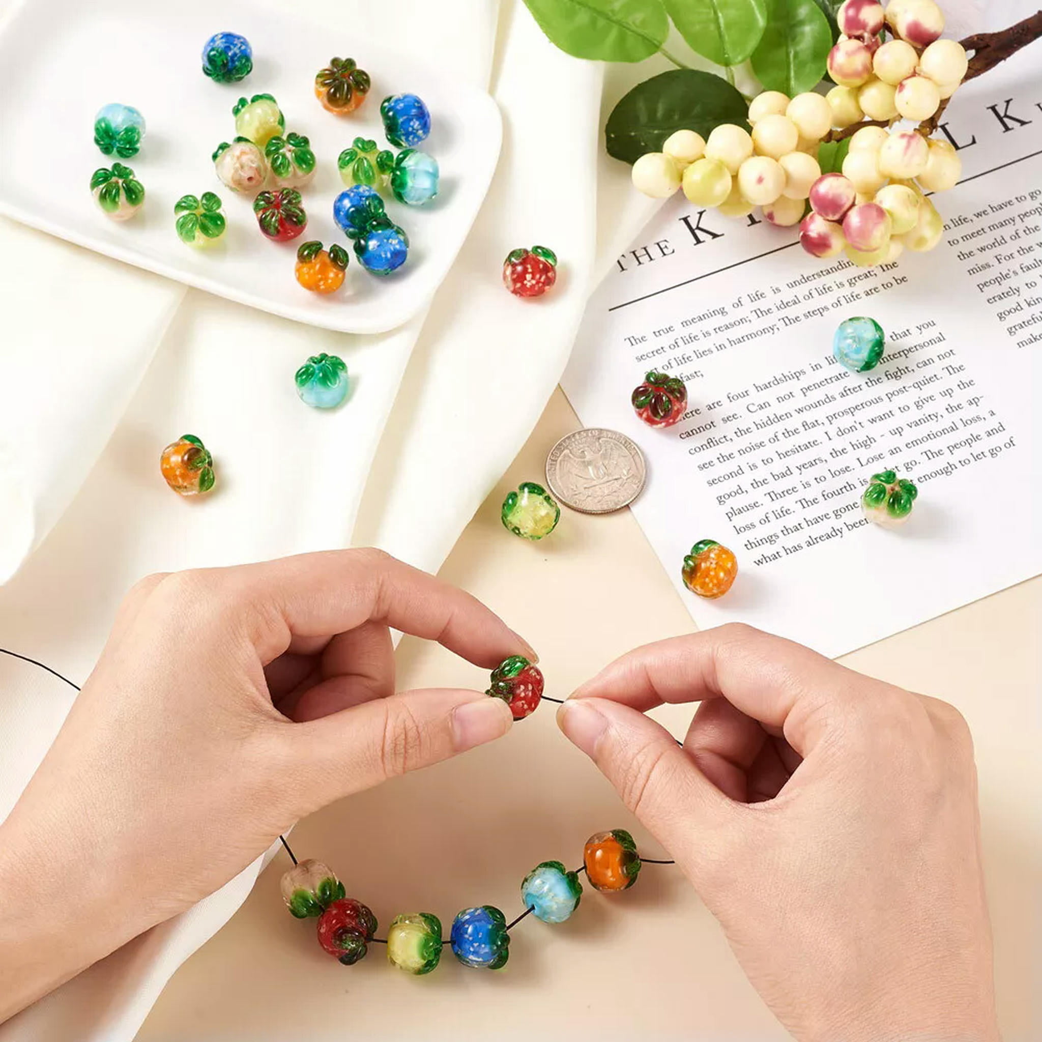 U8MO 30pc 12mm Pumpkin Handmade Lampwork Glass Beads Luminous Cute Loose Spacer Beads