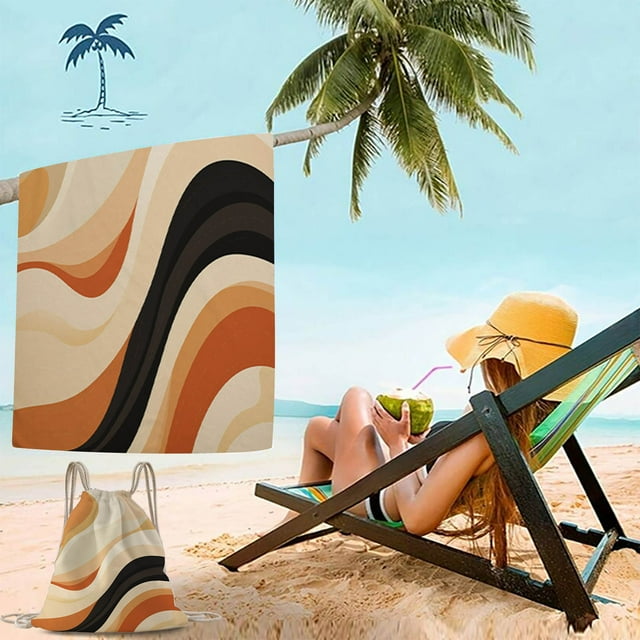 PEONAVET Beach Towels Oversized Two-in-one Beach Bag-digital Printed Drawstring Bag- Microfiber Beach Towel-bath Towel