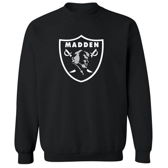 BLACK Raiders John Madden Logo Crew Neck Sweatshirt ADULT SMALL